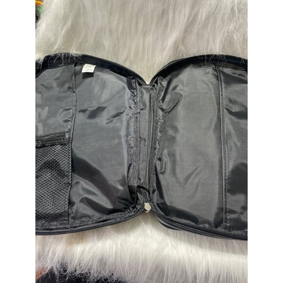 Black Faux Leather Bible Organizer Bag With Multiple Compartments & Zipper Closu - Picture 5 of 10